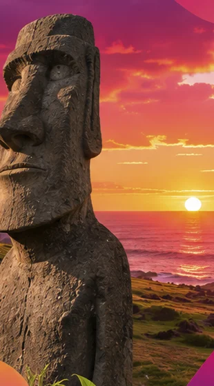 Moái de Rapa Nui al atardecer